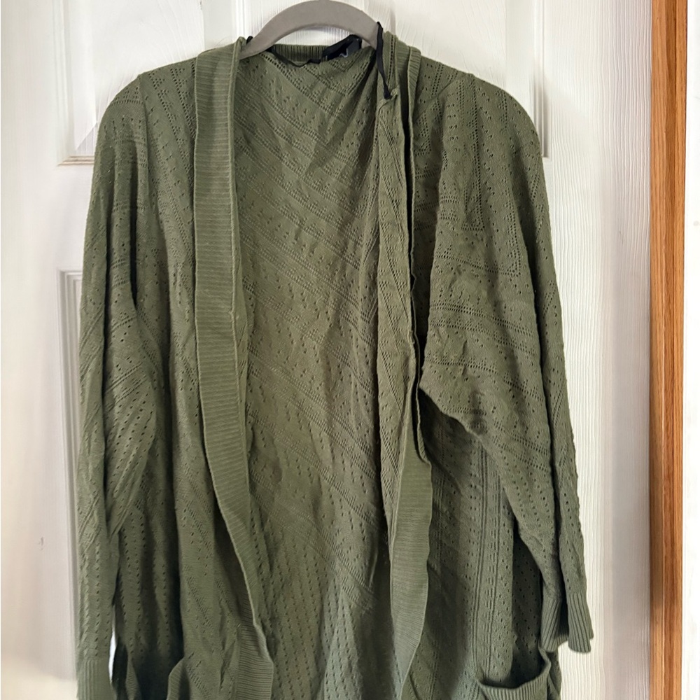 Torrid Olive Knit pointelle cardigan